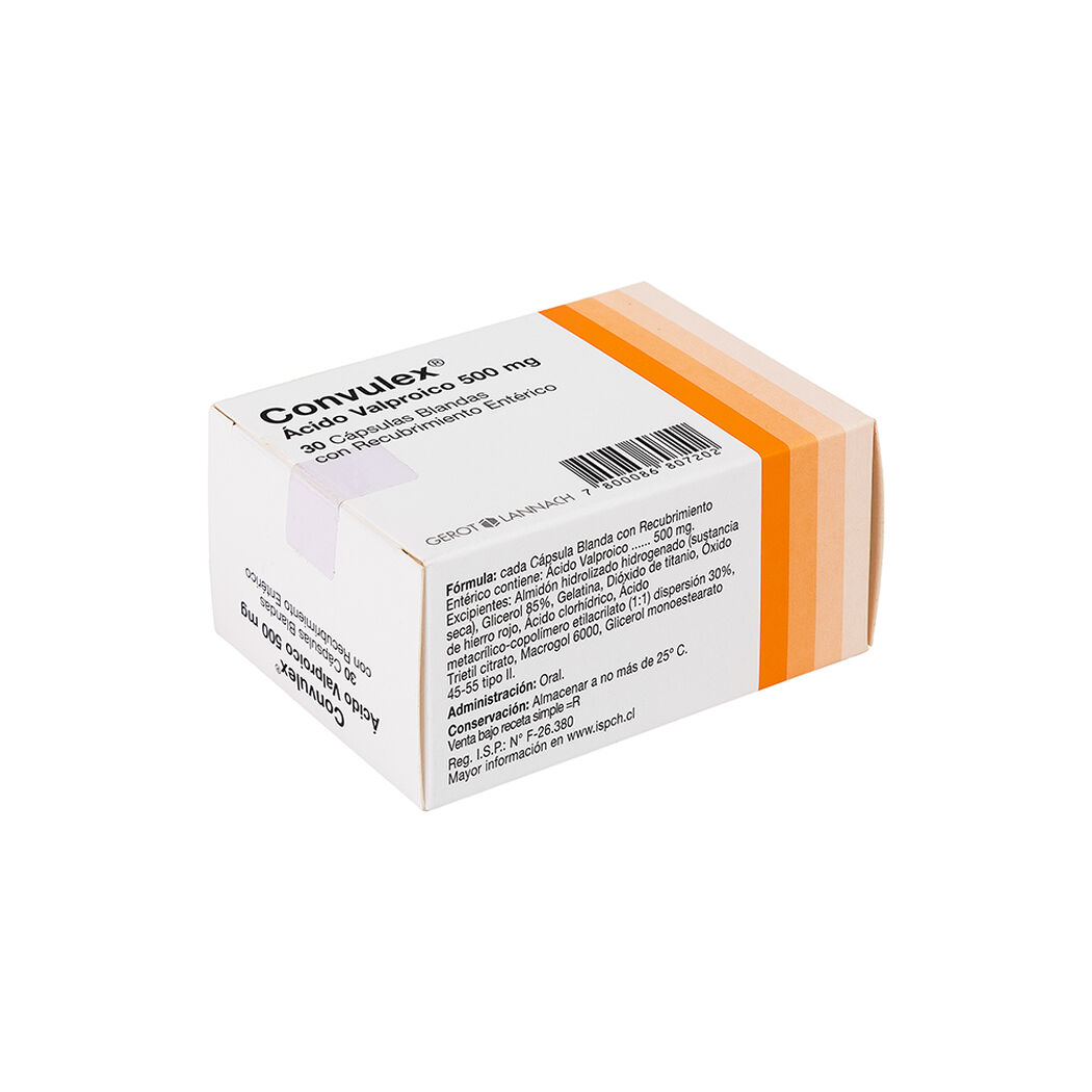 Convulex 500 mg x 30 Cápsulas Blandas, , large image number 1