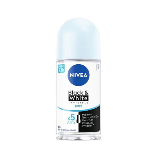DESODORANTE ROLL ON NIVEA INVISIBLE BLACK & WHITE PURE 50ML, , large image number 1