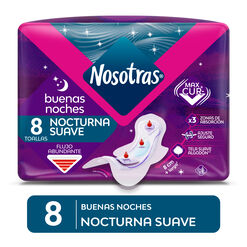 Toalla Higiénica Nosotras Buenas Noches Flujo Abundante Suave 8 un