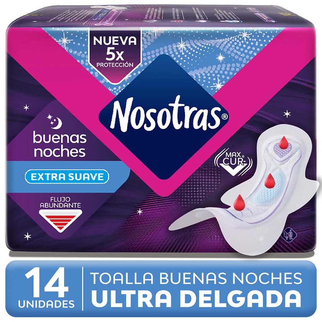 Toalla Higi&eacute;nica Nosotras Buenas Noches Ultra Delgada Tela Extra Suave 14 Un, , large image number 0