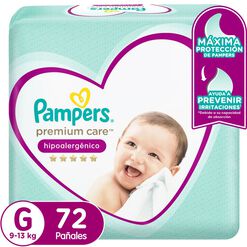 Pañales Pampers Premium Care Hipoalergénico G 72 un