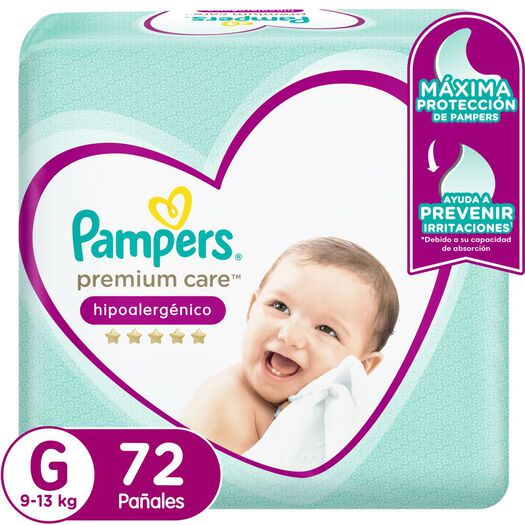 Pañales Pampers Premium Care Hipoalergénico G 72 un, , large image number 0
