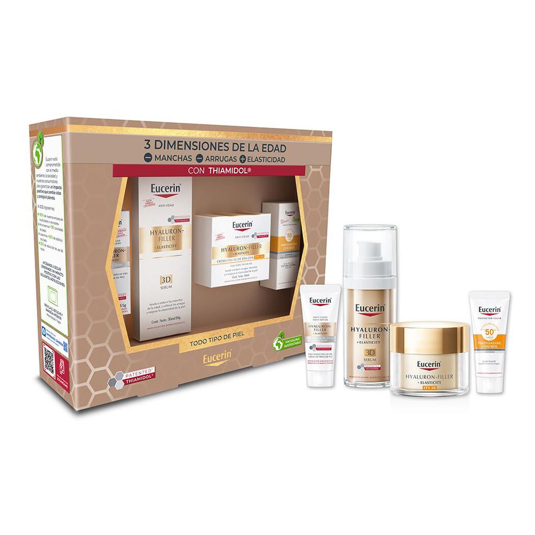 EUCERIN Pack Rutina Piel Madura Serum 3D + Crema D&iacute;a + Protector Solar, , large image number 0