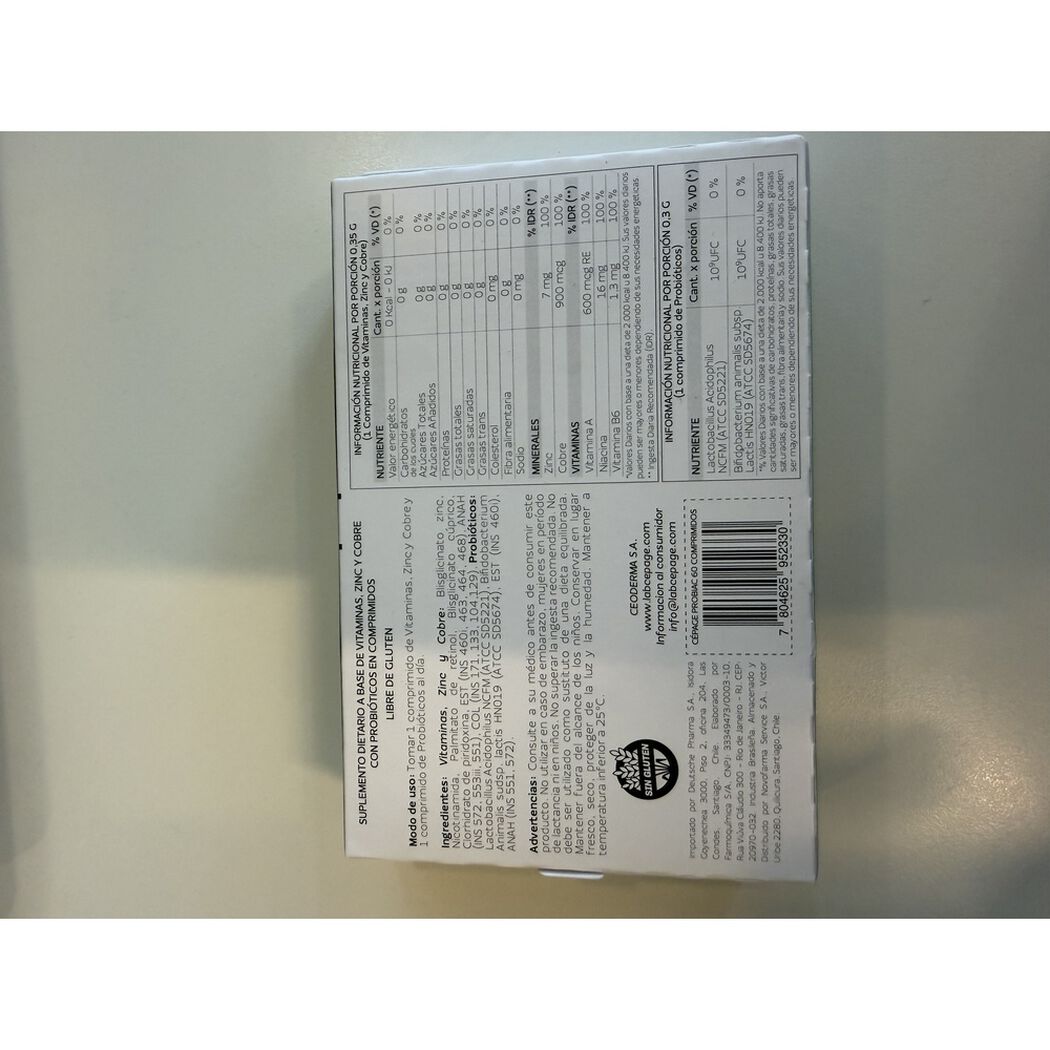 Cepage Probiac Suplemento Dietario Zinc Cobre Probiotico x 60 C&aacute;psulas, , large image number 1