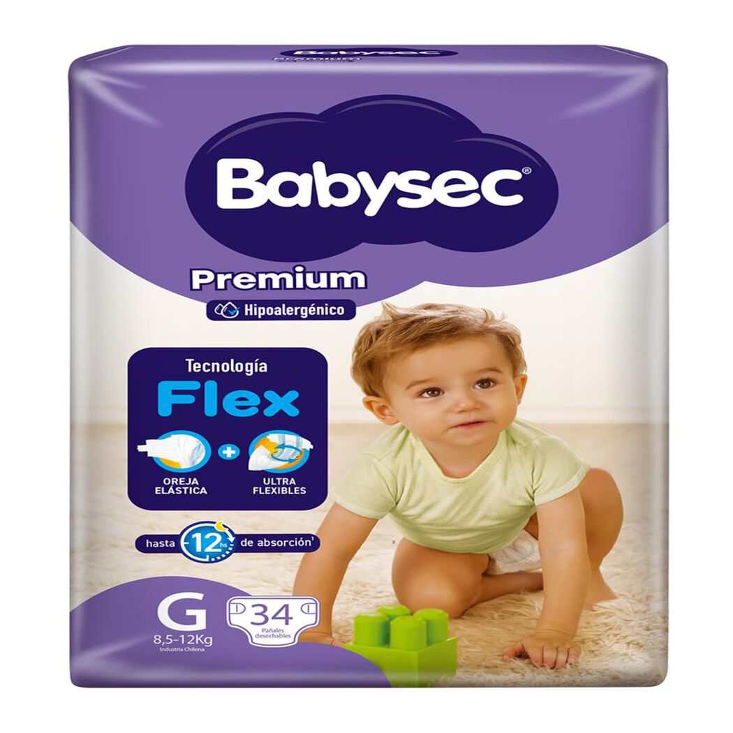 Pañales Babysec Premium G 34 un, , large image number 1