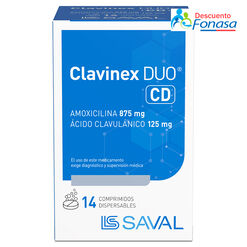 Clavinex Duo CD 875 mg/125 mg x 14 Comprimidos Dispersables