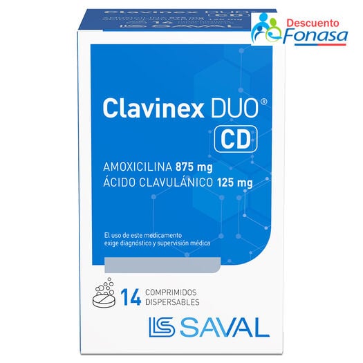 Clavinex Duo CD 875 mg/125 mg x 14 Comprimidos Dispersables, , large image number 0
