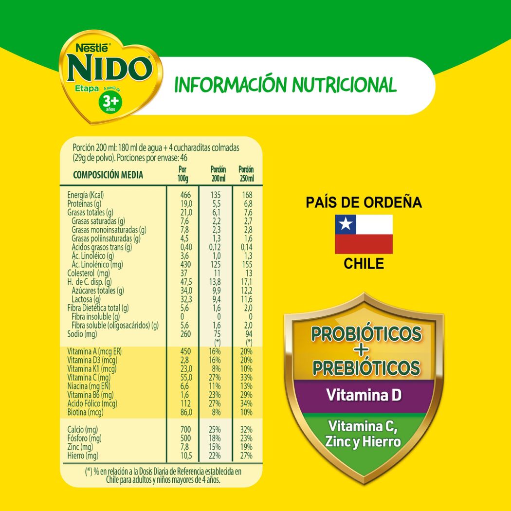 Leche Nido Etapa 3+ Semidescremada 1350 g, , large image number 4