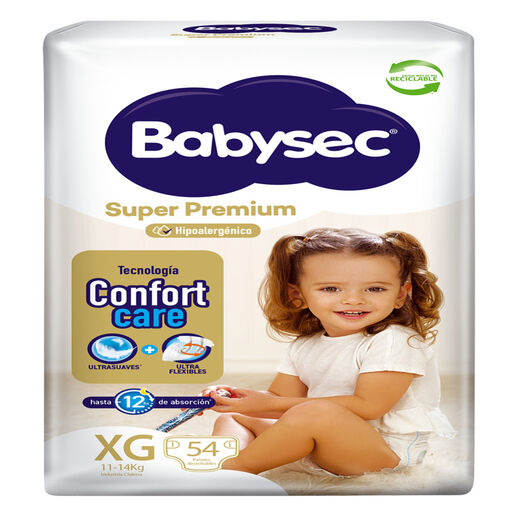 Pañales Babysec Super Premium XG 54 un, , large image number 1
