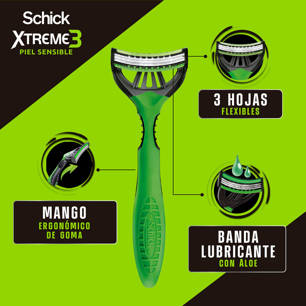 Maquina de Afeitar Schick Xtreme 3 Piel Sensible 6 un, , large image number 1