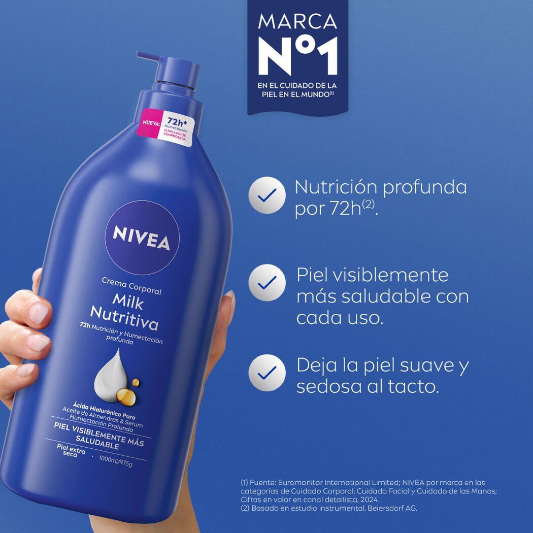 Crema Corporal Nivea Milk Nutritiva Extra Seca 1000 ml, , large image number 1