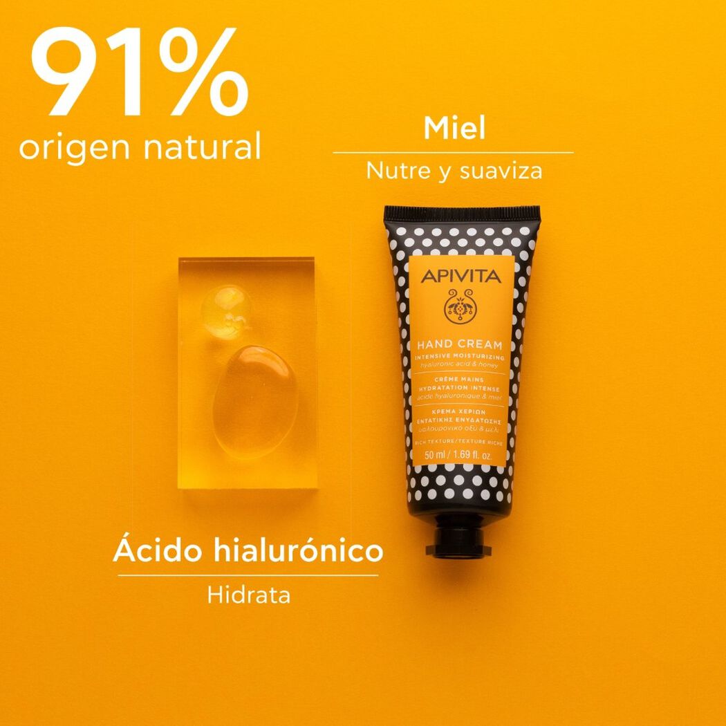 Crema de Manos Hidratante Intensiva Textura Rica con &Aacute;cido Hialur&oacute;nico & Miel 50ml Apivita, , large image number 2