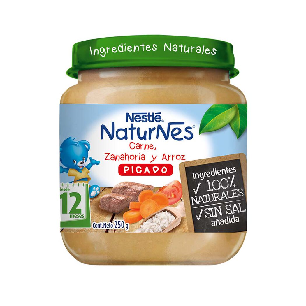 Picado Nestle Carne, Zanahoria y Arroz Frasco 12+ Meses 250 g, , large image number 0