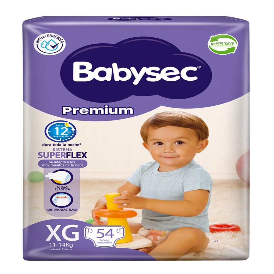 Pañales Babysec Premium XG 54 un, , large image number 1