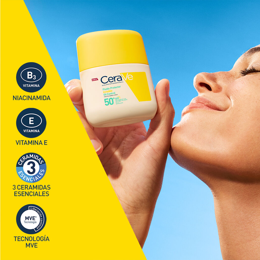 Protector Solar Fluido Invisible Oil Control Fluido FPS 50+ 50ml CeraVe, , large image number 3