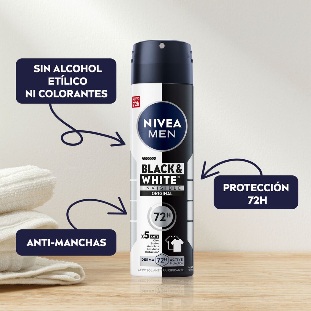 Desodorante Nivea Spray Men Invisible Black & White 150 mL, , large image number 1