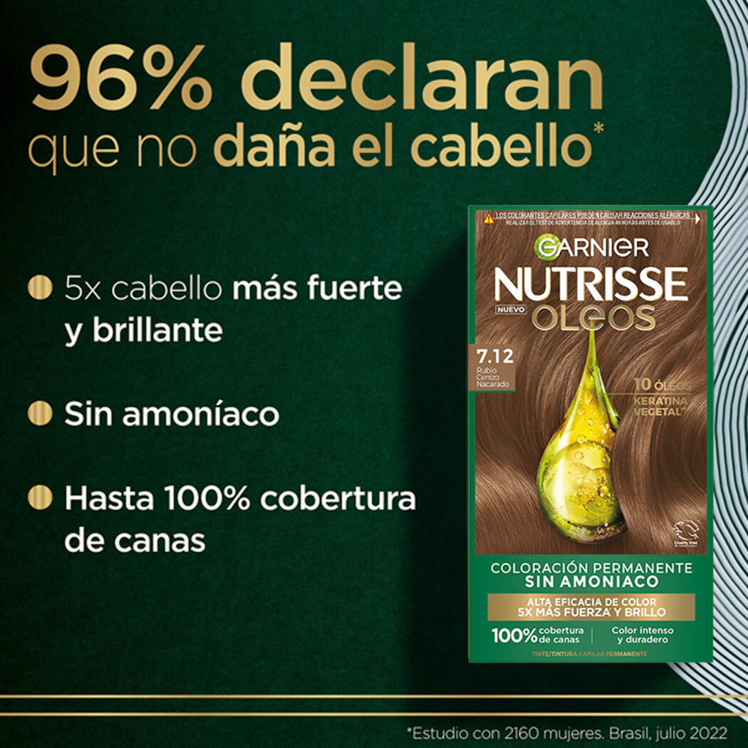 Tintura Nutrisse Oleos 7.12 Rubio Cenizo Nacarado, , large image number 3