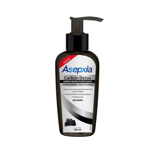 Asepxia Jabón Líquido Purificante Carbón Detox 200 Ml, , large image number 0