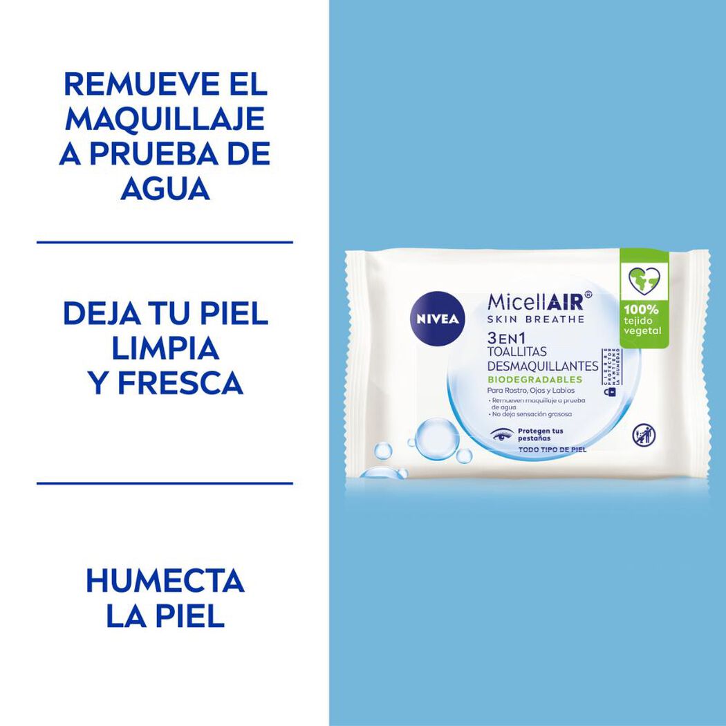 Toallas Desmaquillantes Nivea Micellair 25 un, , large image number 1