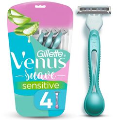 M&aacute;quina De Afeitar Desechable Gillette Venus Suave Sensitive Con Skin Elixir, 4 Unidades
