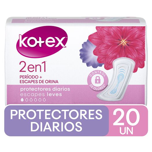 Protectores Kotex 2en1 20 un, , large image number 0
