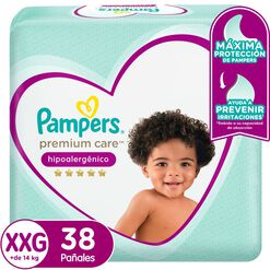 Pañales Pampers Premium Care Hipoalergénico XXG 38 un