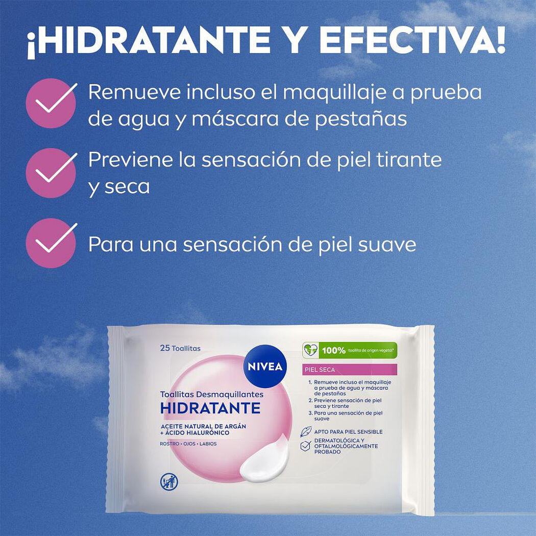 Toallitas Desmaquillantes Faciales Nivea Piel Seca 25uds, , large image number 2