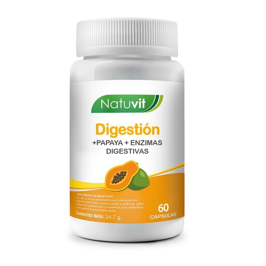 Natuvit Digestion Papaya Enzimas 60 Cap, , large image number 0