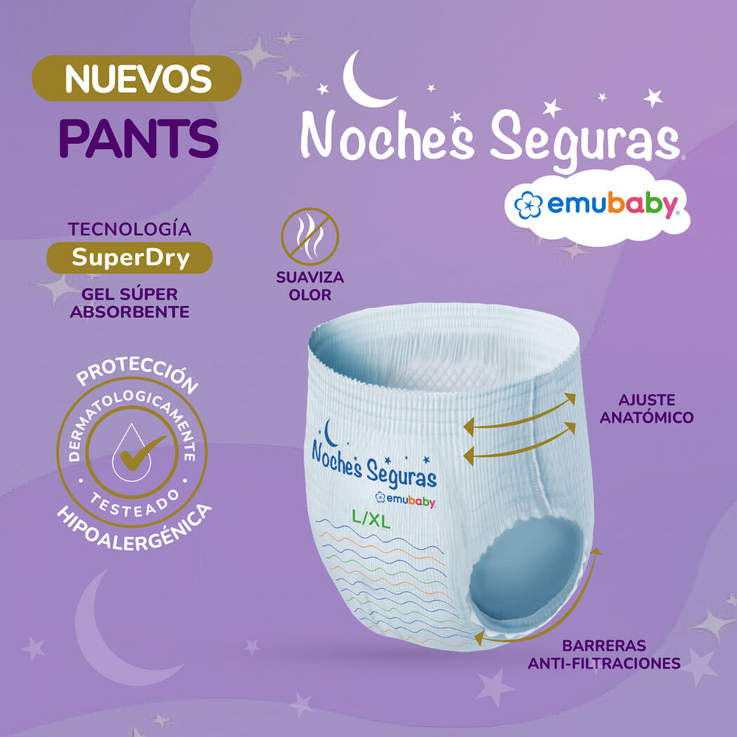 Pa&ntilde;ales Pijamas Pants Noches Seguras 27-57 kg L/XL x 14 unidades, , large image number 2