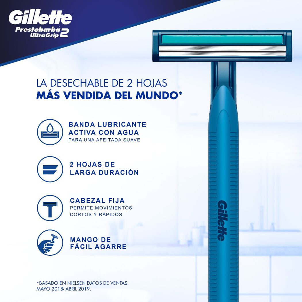 M&aacute;quina de Afeitar Gillette Prestobarba 2 Ultra Grip 10 un, , large image number 4