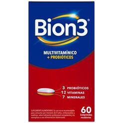 Multivitamínico con Minerales y Probióticos Bion3 60 Comp
