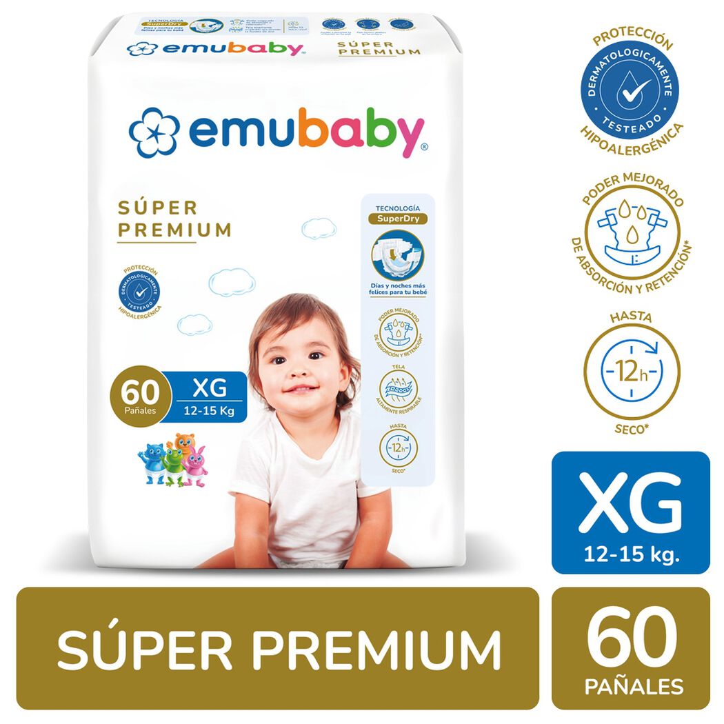 Pañales Emubaby Super Premium XG 60 un, , large image number 0