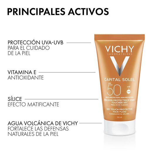 Vichy Protector Solar Ideal Soleil FPS 50 Toque Seco x 50 mL, , large image number 2