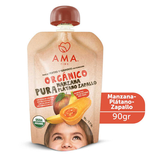 Ama Compota Organica Manzana-Platano-Zapallo x 90 g, , large image number 0