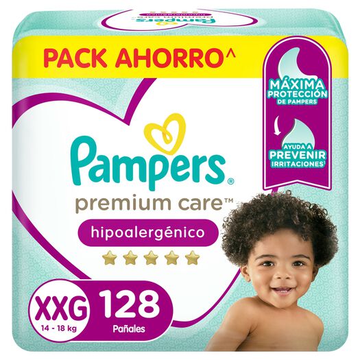 Pañales Pampers Premium Care Hipoalergénico XXG 128 un, , large image number 0