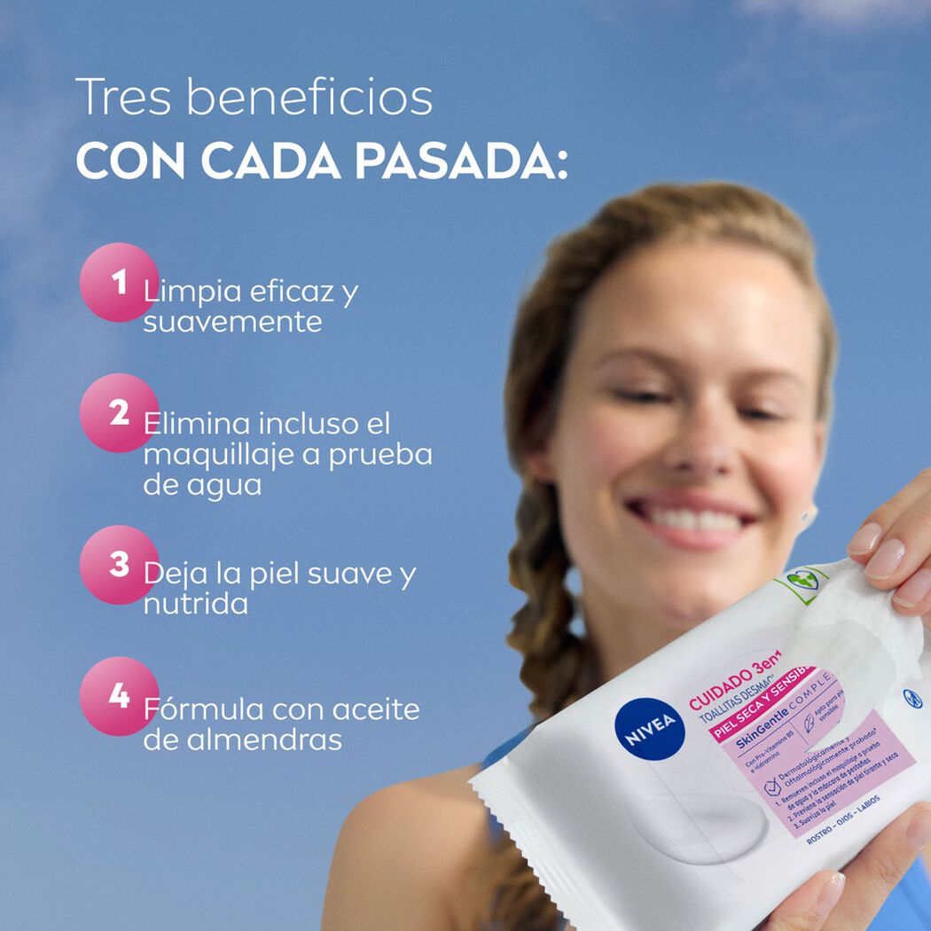 Toallitas Desmaquillantes Faciales Nivea Piel Seca 25uds, , large image number 4