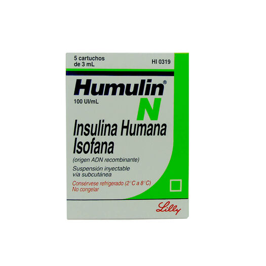 Insulina Humulin N 100 UI/mL Suspension Inyectable x 5 Cartuchos 3 mL, , large image number 0