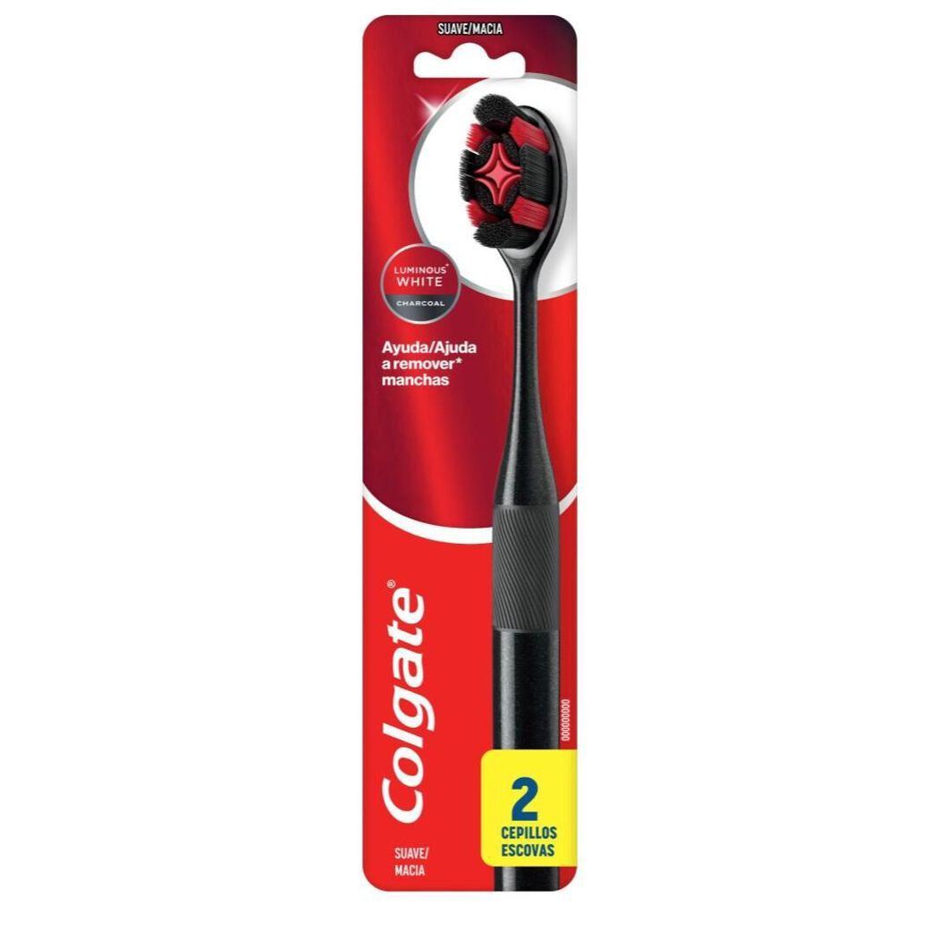 Cepillo De Dientes Colgate Luminous White Charcoal 2 unidades, , large image number 1