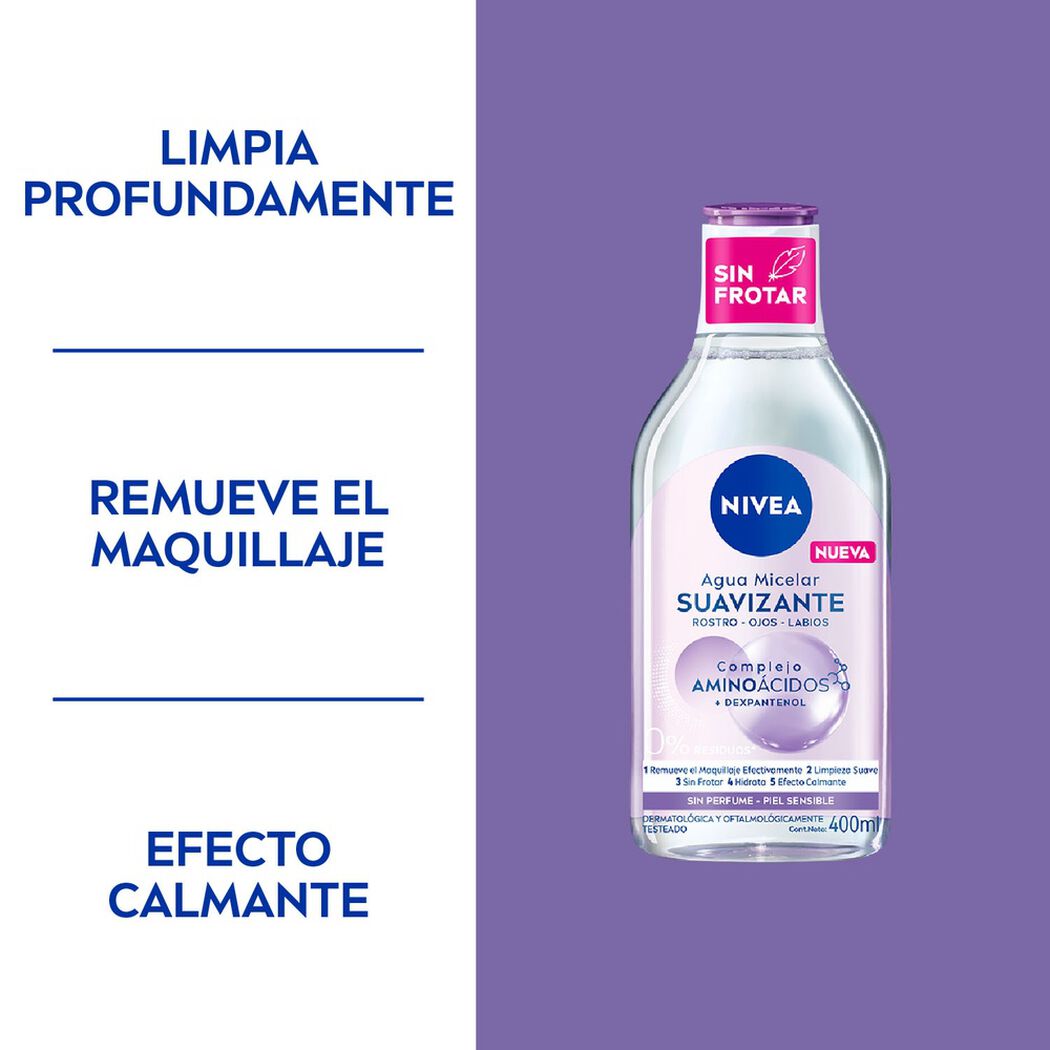 Agua Micelar Nivea Facial 3 en 1 Piel Sensible 400 ml, , large image number 1