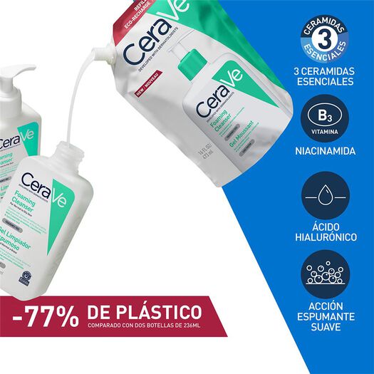 Gel Limpiador Espumoso Cerave Recarga 473 mL, , large image number 3