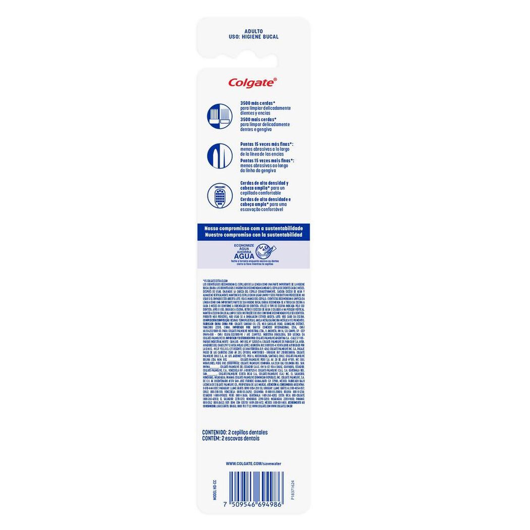 Cepillo de Dientes Colgate Extra Suave Procuidado Carb&oacute;n 2 un, , large image number 1