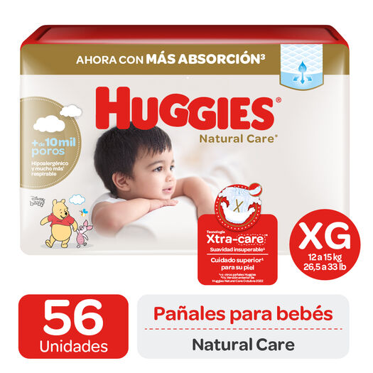 Pañales Huggies Natural Care XG 56 un, , large image number 0