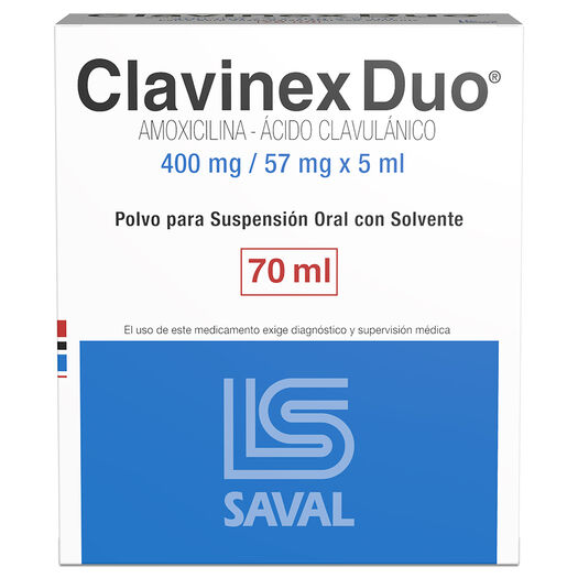 Clavinex Duo 400 mg/57 mg/5 ml x 70 ml Polvo para Suspensión Oral con Solvente, , large image number 0