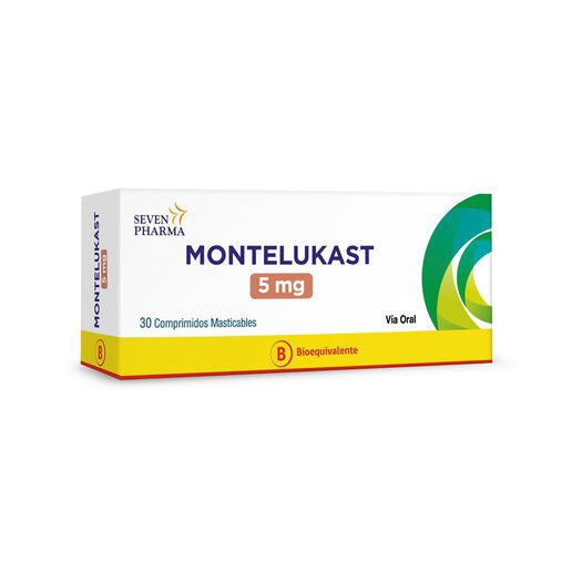 Montelukast 5 mg x 30 Comprimidos Masticables SEVEN PHARMA CHILE SPA, , large image number 0
