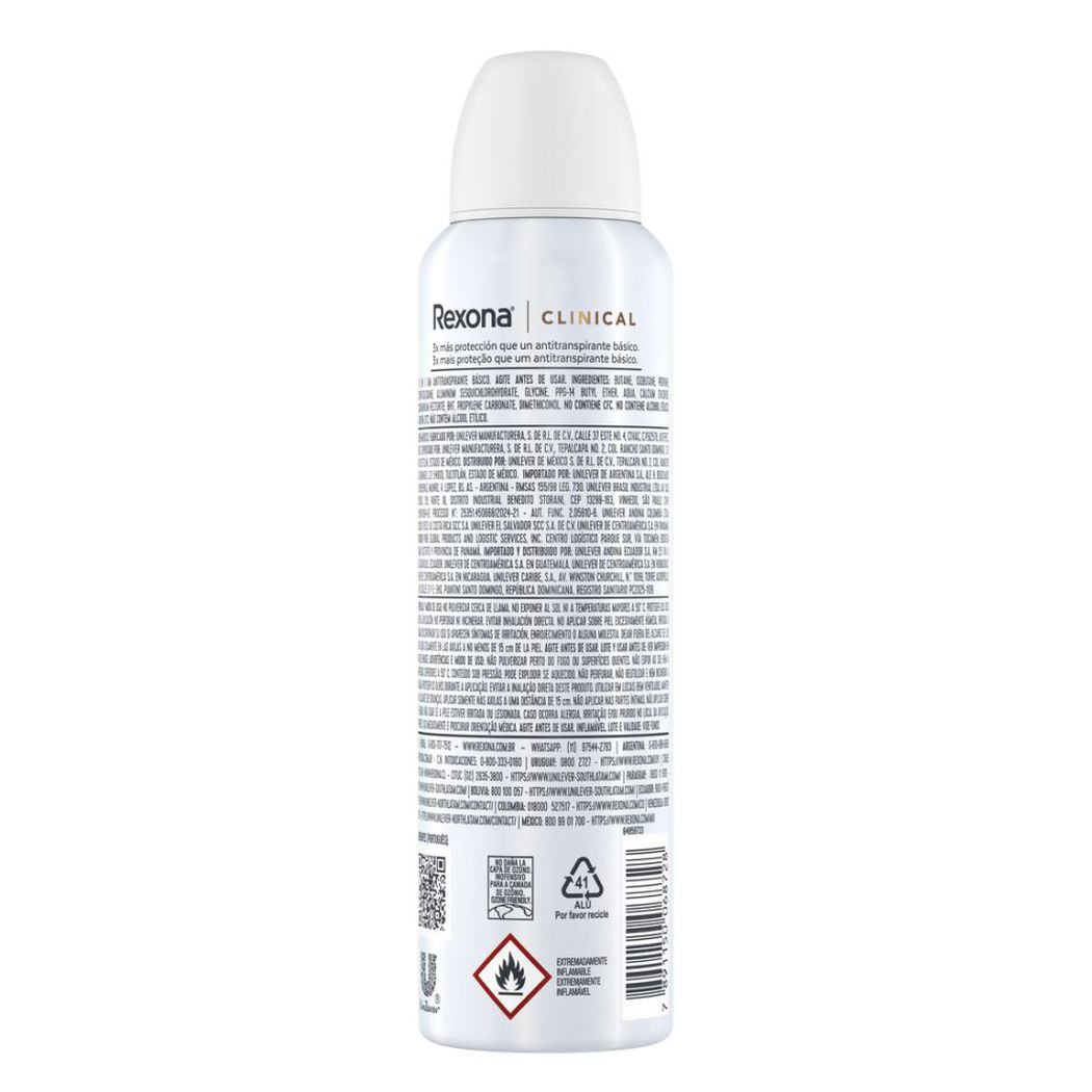 Rexona Clinical Desodorante en aerosol Sin Perfume 150 ml, , large image number 3