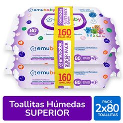 Toallas H&uacute;medas Emubaby Superior 160 un