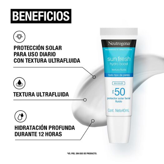 Protector Solar Neutrogena Hydro Boost Sin Color Fps50 40ml, , large image number 2