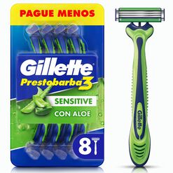 Máquina de Afeitar Gillette Prestobarba 3 Sensitive Aloe Vera 8 un