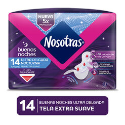 Toalla Higiénica Nosotras Buenas Noches Ultra Delgada Tela Extra Suave 14 Un