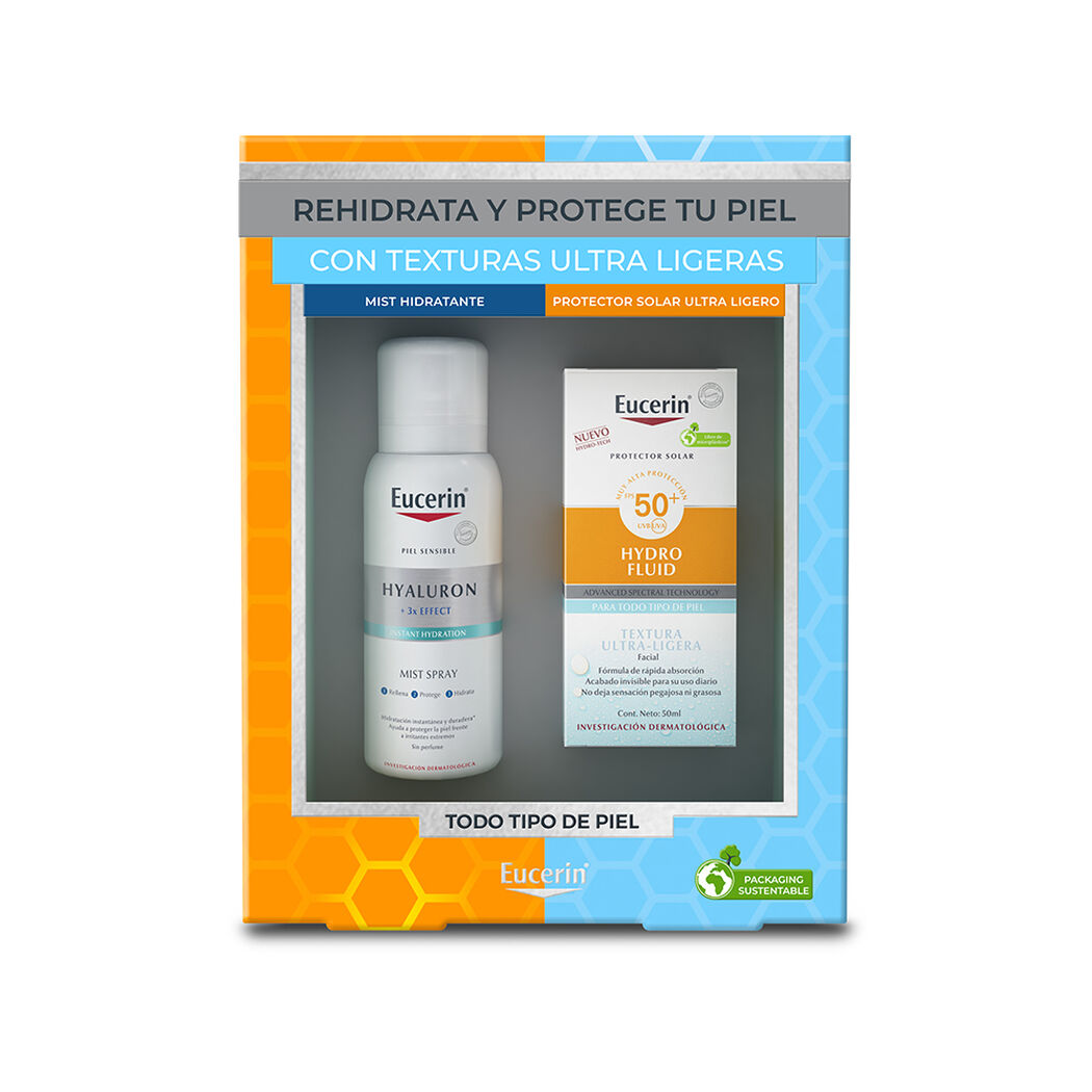 Protector Solar Eucerin Hydro Fluid Facial 50 mL + Mist Spray Hyaluron +3 Effect, , large image number 1